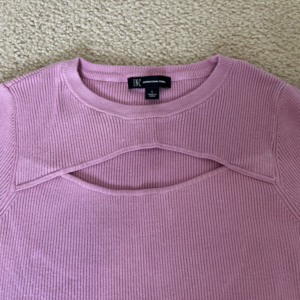 INC International Concepts Pink Crew Neck Sweater
